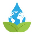 Illustration of conservation and protection of the environment.Water drop and green leaf logo Royalty Free Stock Photo